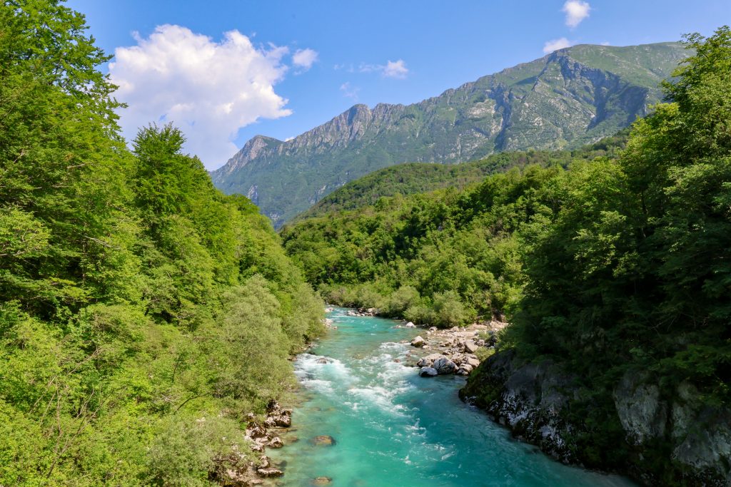 Looking over the soca river from the bridge